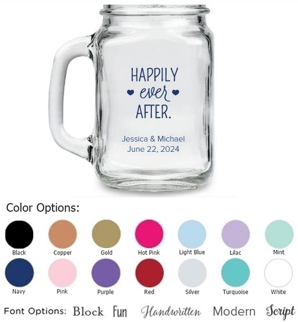 Kate Aspen 'Happily Ever After' Design Personalized 16oz Mason Jar