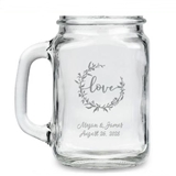 Kate Aspen Personalized Love Wreath Design 16oz Mason Jar with Handles