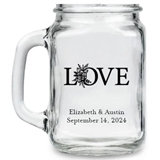 Kate Aspen "LOVE" Floral Design Personalized 16oz Mason Jar