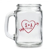 Kate Aspen Personalized Monogram Carved Heart Design 16oz Mason Jar