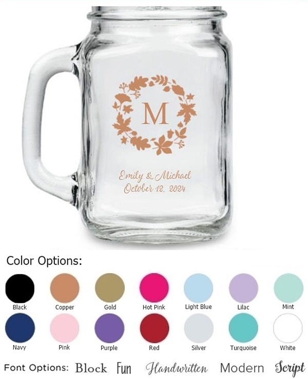 Personalized 16 oz. Mason Jar Mug - Wedding Favors by Kate Aspen