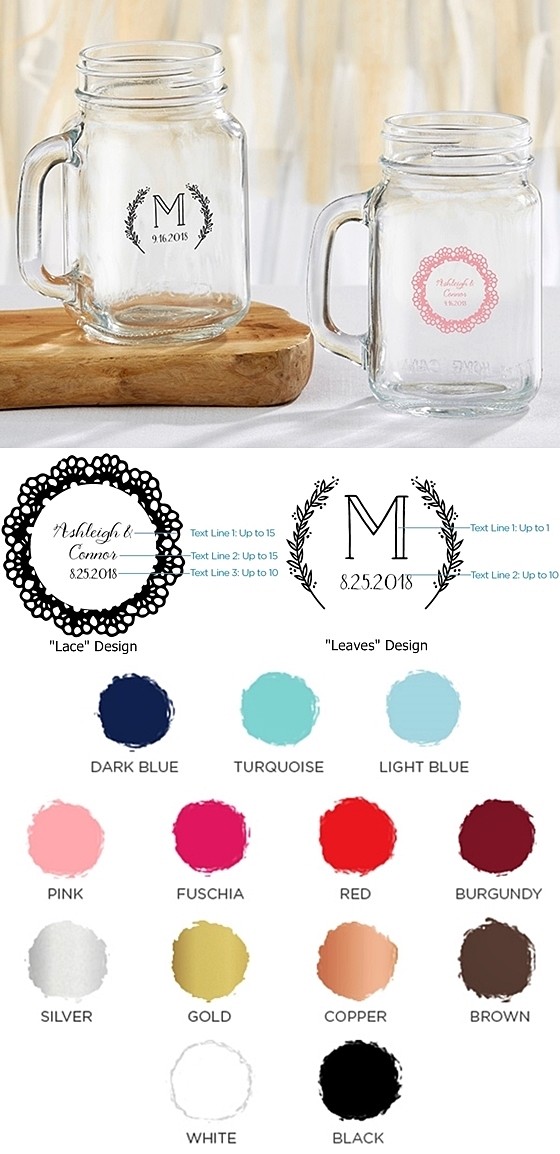Kate Aspen Personalized 'Rustic Charm' Designs 16oz Mason Jars