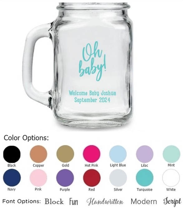 Kate Aspen 'Oh Baby!' Modern Design Personalized 16oz Mason Jar