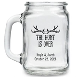 Kate Aspen The Hunt is Over Antlers Design Personalized 16oz Mason Jar