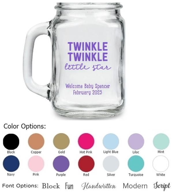 Kate Aspen 'Twinkle Twinkle Little Star' Design 16oz Mason Jar
