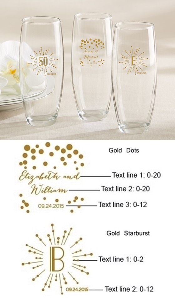 Milestone Gold Collection Personalized 9 oz Stemless Champagne Glasses