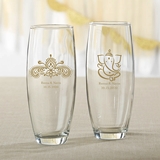 Personalized 9 oz. Stemless Champagne Glasses (Indian Jewel Designs)