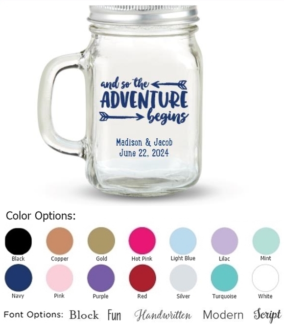 Kate Aspen 'The Adventure Begins' Design Personalized 12oz Mason Jar