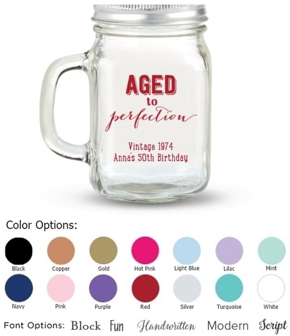 Kate Aspen Aged to Perfection Design Personalized 12oz Mason Jars