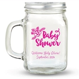 Kate Aspen Baby Shower Floral Design Personalized 12oz Mason Jar