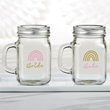 Kate Aspen Boho Rainbow Bride & Babe Glass Mason Jar Mugs (Set of 6)