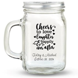 Kate Aspen Cheers to Love Laughter Design Personalized 12oz Mason Jar