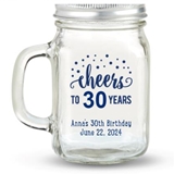 Kate Aspen Cheers Dots Design Personalized 12oz Mason Jar with Lid