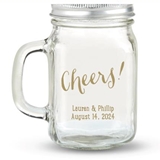 Kate Aspen Cheers! Script Design Personalized 12oz Mason Jar with Lid