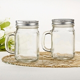 Kate Aspen DIY 12oz Glass Mason Jar Mug with Handle and Silver Lid