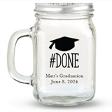 Kate Aspen 'Hashtag #DONE' Design Personalized 12oz Mason Jar with Lid