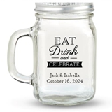 Kate Aspen Eat, Drink & Celebrate Design Personalized 12oz Mason Jar