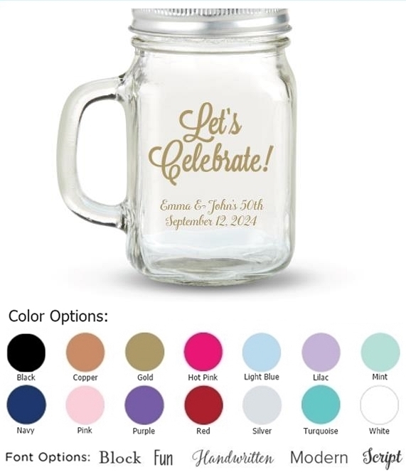 Kate Aspen 'Let's Celebrate' Design Personalized 12oz Mason Jar