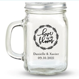 Kate Aspen Love is in Bloom Wreath Design Personalized 12oz Mason Jar