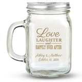 Kate Aspen 'Love Laughter Happily' Design Personalized 12oz Mason Jar