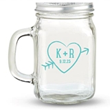 Kate Aspen Monogram Carved Heart Design Personalized 12oz Mason Jar