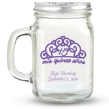 Kate Aspen 'Mis Quince Anos' Tiara Design Personalized 12oz Mason Jar