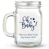 Kate Aspen Oh Baby! Hearts Design Personalized 12oz Mason Jar with Lid