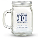 Kate Aspen Hugs & Kisses XOXO Design Personalized 12oz Mason Jar