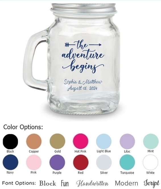 Kate Aspen Adventure Begins Arrow Design Personalized Mini Mason Jar