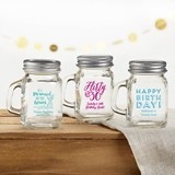 Kate Aspen Personalized Mini Mason Jar with Handle (Birthday Designs)