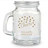 Kate Aspen Cheers Dots Design Personalized 4oz Mini Mason Jar with Lid