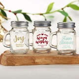 Kate Aspen Personalized Mini Mason Jar with Handle (Holiday Designs)