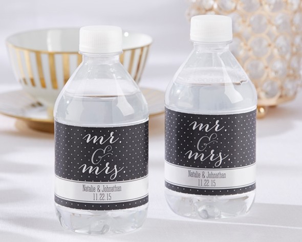 Kate Aspen Script Mr. & Mrs. Design Personalized Water Bottle Labels