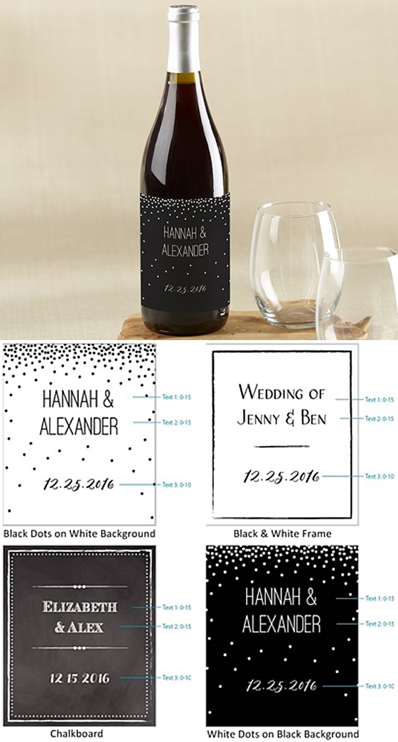 Kate Aspen Black & White Designs Personalized Wine Bottle Labels