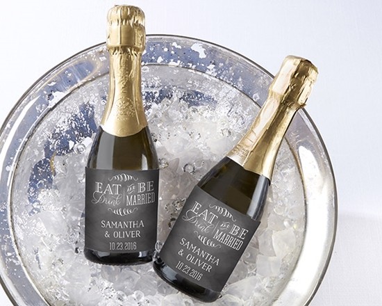 Kate Aspen Eat Drink & Be Married Personalized Mini Wine Bottle Labels
