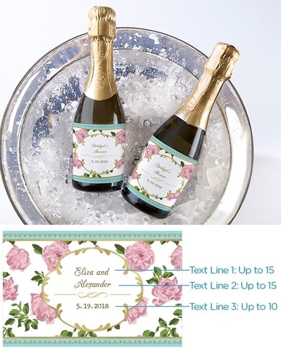 Kate Aspen Tea Time Floral Design Personalized Mini Wine Bottle Labels
