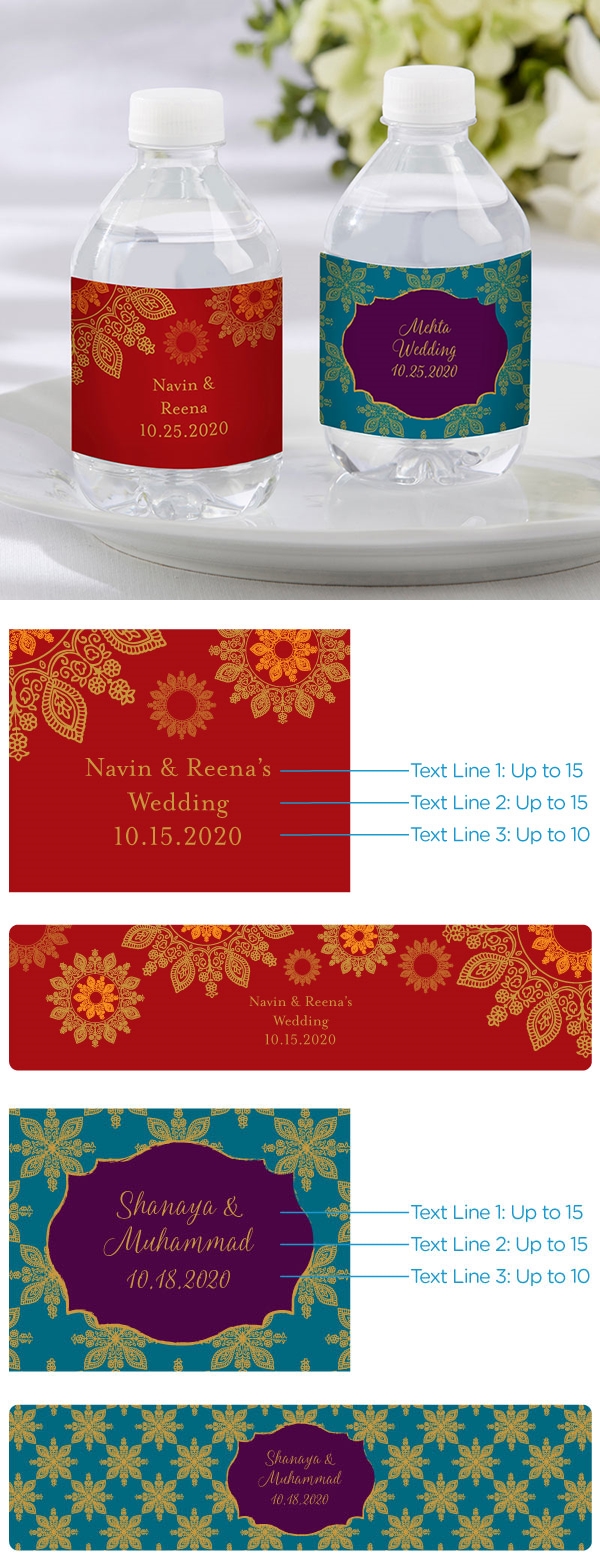 Kate Aspen Indian Jewel Designs Personalized Water Bottle Labels