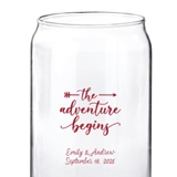 Personalized 'The Adventure Begins' Arrow Design 16oz Beer-Can-Shaped Glass