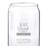 Kate Aspen Personalized 'Eat Drink & Celebrate' Design 16oz Beer-Can-Shaped Glass