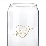 Kate Aspen Personalized Monogram Carved Heart Design 16oz Beer-Can-Shaped Glass