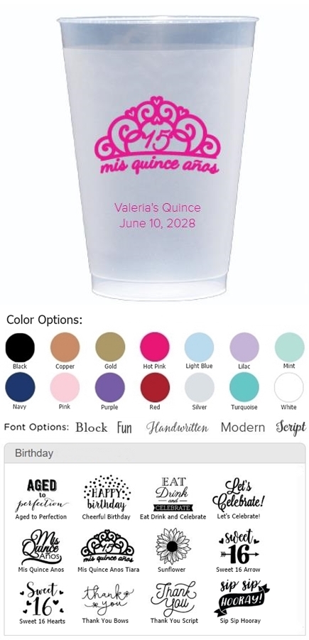 Kate Aspen Personalized Shatterproof Disposable Cups (Birthday Designs)