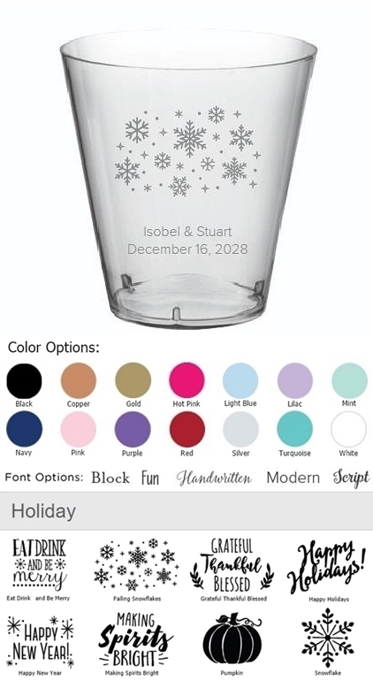 Kate Aspen Personalized Hard Plastic Disposable Cups (Holiday Designs)