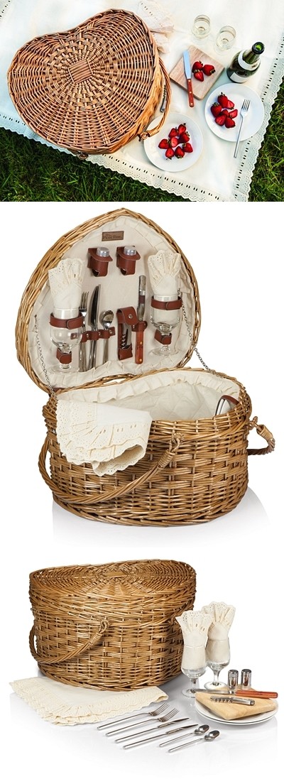 Heart-Shaped Willow Picnic Basket by Picnic Time