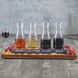 Cava Wine-Tasting Flight Acacia-Wood Serving Tray with 4 Glass Carafes