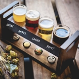 Tiered Acacia-Wood Craft Beer Flight Beverage Sampler by Picnic Time