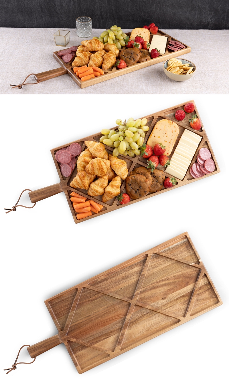 Toscana Acacia-Wood Grazing Charcuterie Sectioned Serving Board