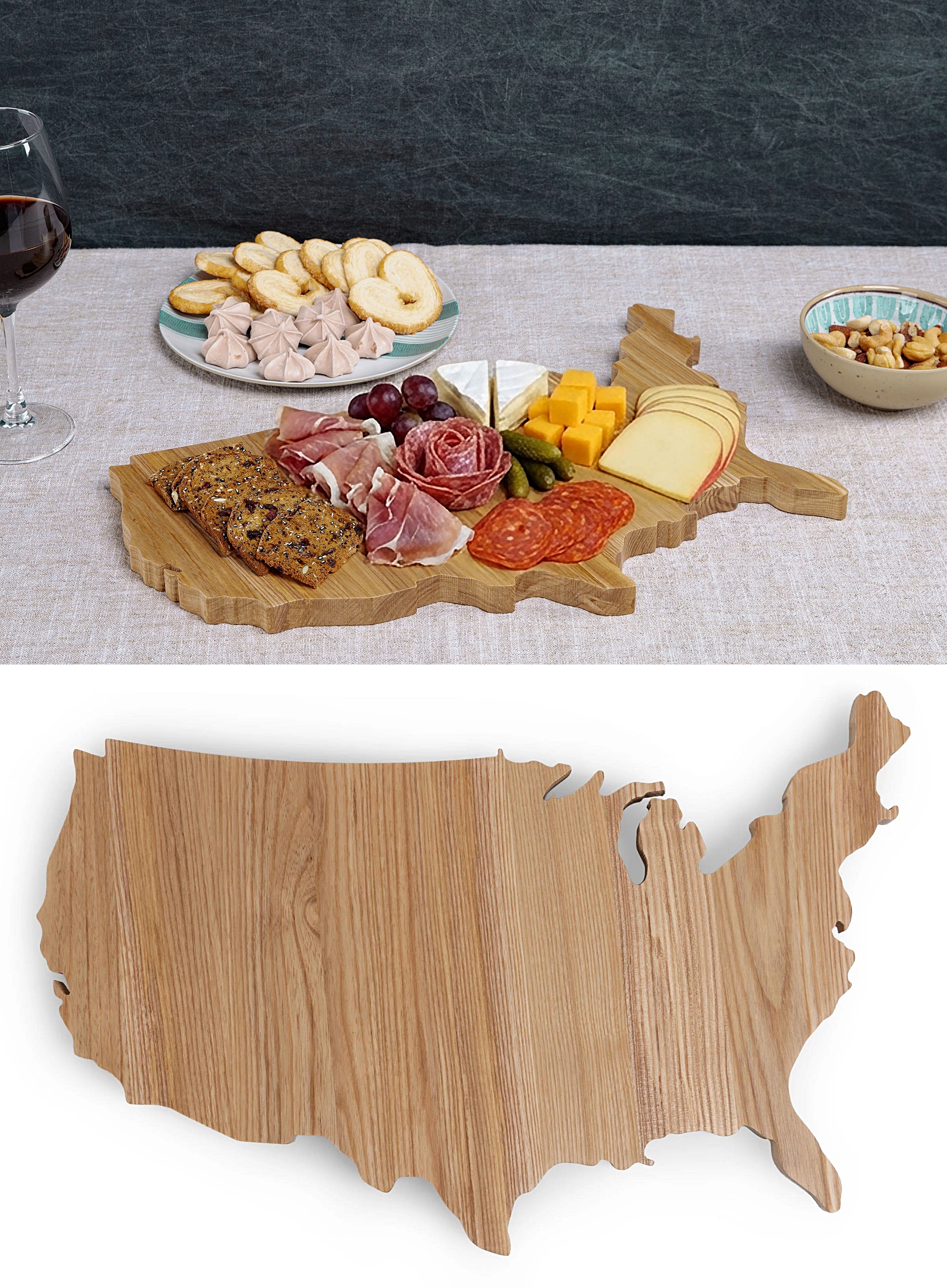 Solid Ashwood USA Map Serving Board by Picnic Time