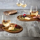 Toscana Acacia-Wood Wine-Glass-Holding Appetizer Plates (Set of 4)