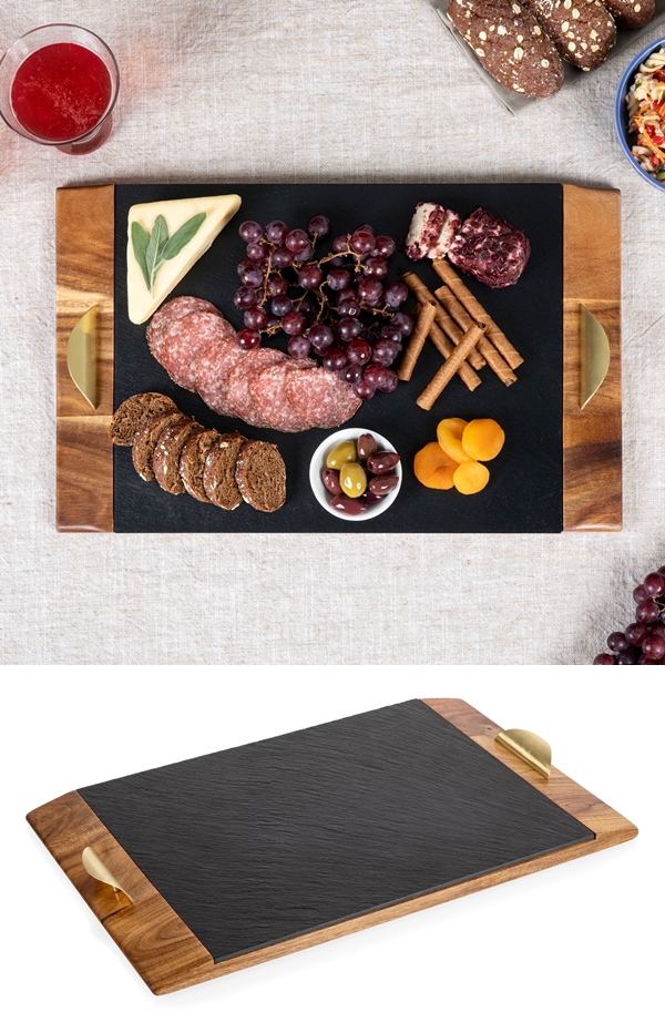 Toscana "Covina" Acacia-Wood & Removable Slate Serving Tray