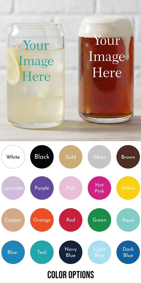 Personalized "Custom Design" 16oz Beer Can-Shaped Glasses (Set of 6)